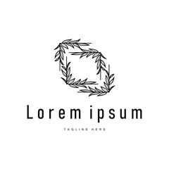 botanical logo design concept simple line template illustration symbol of natural power elegant suitable as a symbol or decoration