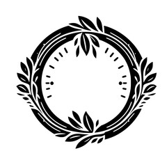Elegant Laurel Wreath Frame in Black & White, Botanical Design