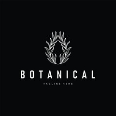 botanical logo design concept simple line template illustration symbol of natural power elegant suitable as a symbol or decoration