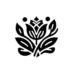Black and White Floral Design: Minimalist, Elegant, Botanical Icon