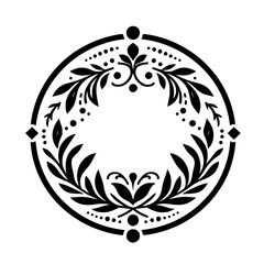 Elegant Black and White Floral Frame Design Element