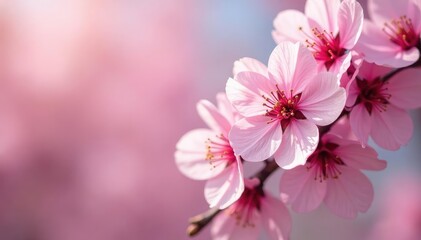 Delicate pink sakura blossoms in full bloom, repeating pattern , floral, vibrant