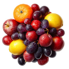 Vivid Harvest Fruit Salad with Apples, Oranges, and Grapes Isolated on Transparent Background
