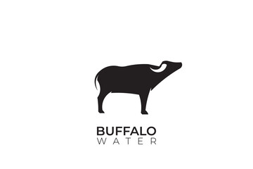 Obraz premium Buffalo bull silhouette vector design, simple buffalo logo vector