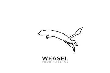 Fototapeta premium Weasel silhouette vector design, jump weasel logo with simple and minimalist design