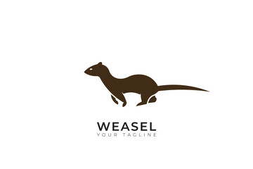 Weasel silhouette vector design, jump weasel logo with simple and minimalist design