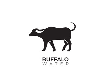 Buffalo bull silhouette vector design, simple buffalo logo vector