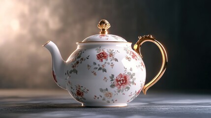 Elegant floral porcelain tea pot