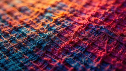 Intricate woven textile swatch, close-up detail, yarn, surface