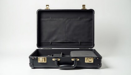 Padlocked briefcase, white backdrop, hidden contents, isolated object, safeguard