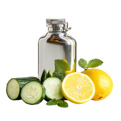 Citrus Mint Punch Lemon Lime Mint Cucumber Isolated on Transparent Background