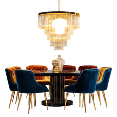 A Lavish Crystal Chandelier with Golden Accents Isolated on Transparent Background