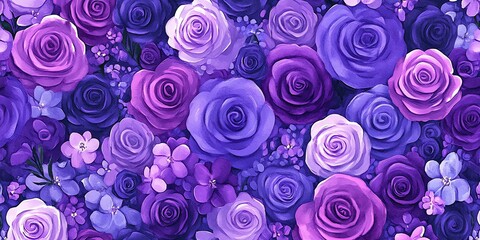 Fototapeta premium Purple Roses Closeup Floral Background