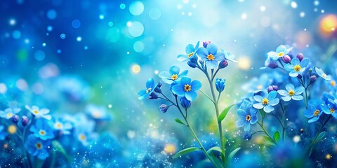 Fototapeta premium Delicate Blue Watercolor Floral Pattern Background, Tilt-Shift Miniature Effect