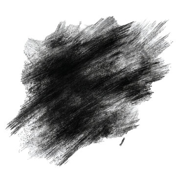 A dense black and white charcoal smear with gritty texture.
