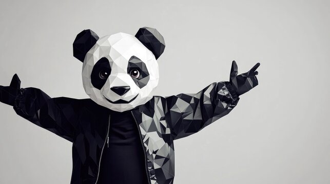 Panda mask, geometric style, urban fashion