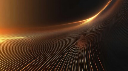 Abstract golden lines pattern with gentle curves and lighting effects background