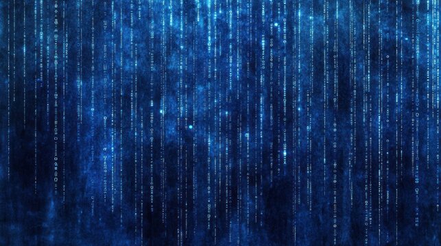 Blue data rain on dark background