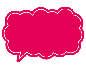 シンプルなカラーの吹き出し　細長い雲形