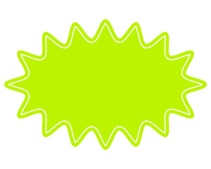 シンプルなカラーの吹き出し　細長い丸みのあるギザギザした形