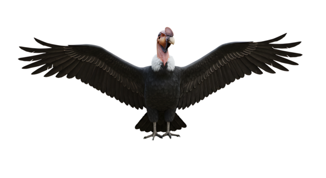 Majestic Andean Condor displaying its wingspan on a rocky perch