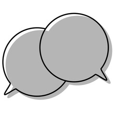 シンプルな線がずれた吹き出し　重なる会話