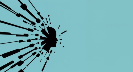 Abstract Head Explosion: A Digital Art Piece Exploring Mental Breakdown and Data Overload