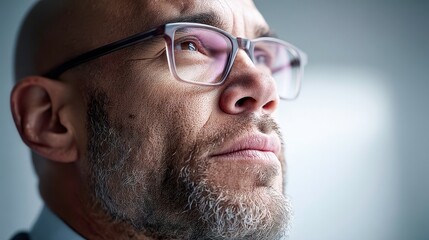 Obraz premium Man Looking Upward: Vision, Focus, and Future - background businessman