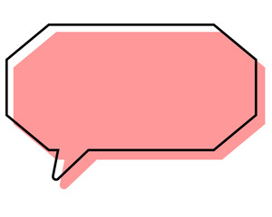 シンプルな線がずれた吹き出し　細長い八角形