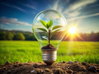 Eco-Friendly App Logo: Green Plant Growing in Light Bulb - Sustainable Energy