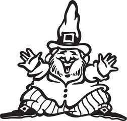 silhouette caricature sketch illustration of a dwarf