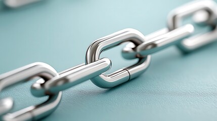 Fototapeta premium Chain Link Strength Security, Business Connection Concept, Metal Steel Chrome Close-up