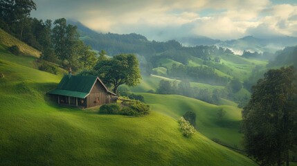 Cabin in the green hills
