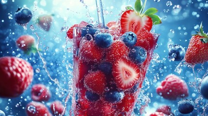 Mixed berry splash fresh fruit and water
