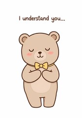 Fototapeta premium Gentle empathy: Expressing understanding with a comforting teddy bear illustration and a message of connection and supportive feelings through a simple design