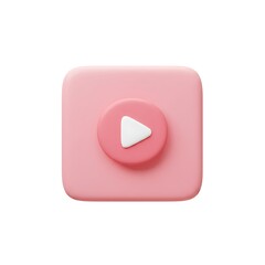 Pink cartoon square play button icon