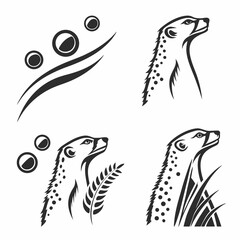 Cheetah Head Vector Graphics Set Minimalist Black And White Design Elements