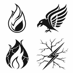 Elemental Symbol Collection Vector Graphics Representing Fire Water Air And Earth