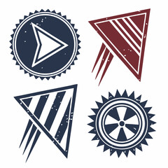 Graphic Vector Icons Of Navigation And Progress Elements In Distressed Style
