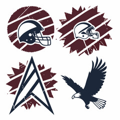 American Football Helmets Vector Badges And Eagle Logo Sport Emblem