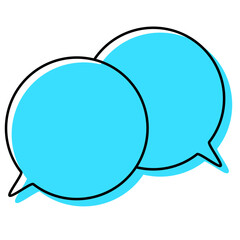 シンプルな線がずれた吹き出し　重なる会話