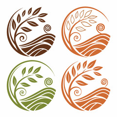 Set Of Four Circular Tree And Landscape Elements For Organic Design Applications