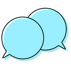 シンプルな線がずれた吹き出し　重なる会話