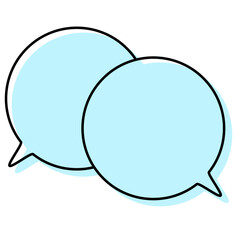 シンプルな線がずれた吹き出し　重なる会話