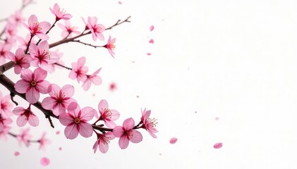 Intricate sakura branch pattern, white background, fine detail, illustration, clean, blossom