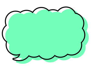 シンプルな線がずれた吹き出し　細長い雲形