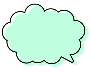シンプルな線がずれた吹き出し　丸みのある雲形