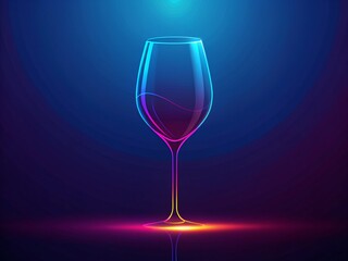 Elegant Single-Line Cocktail Wine Glass: Abstract Minimalist Design Stock Photo