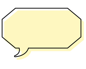 シンプルな線がずれた吹き出し　細長い八角形