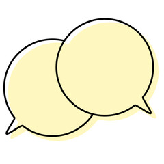 シンプルな線がずれた吹き出し　重なる会話